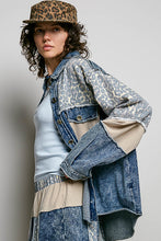 Load image into Gallery viewer, POL French Terry Patchwork Jacket in Indigo
