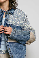 POL French Terry Patchwork Jacket in Indigo