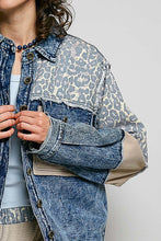 Load image into Gallery viewer, POL French Terry Patchwork Jacket in Indigo
