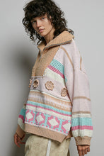 Load image into Gallery viewer, POL High Collar Half Zip Mixed Print Sweater in Blush Multi
