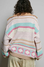 Load image into Gallery viewer, POL High Collar Half Zip Mixed Print Sweater in Blush Multi
