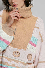 Load image into Gallery viewer, POL High Collar Half Zip Mixed Print Sweater in Blush Multi
