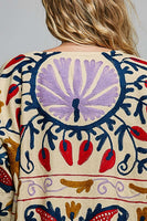 POL Embroidered Tie-Front Kimono Cardigan in Cream