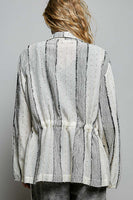 POL Textured Stripe Drawstring Shirt in Natural/Black