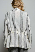 Load image into Gallery viewer, POL Textured Stripe Drawstring Shirt in Natural/Black
