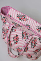 POL Quilted Jumbo Woven Tote in Pink Stripe