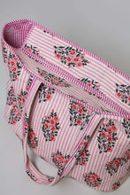 Load image into Gallery viewer, POL Quilted Jumbo Woven Tote in Pink Stripe
