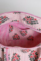 POL Quilted Jumbo Woven Tote in Pink Stripe