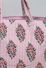 Load image into Gallery viewer, POL Quilted Jumbo Woven Tote in Pink Stripe
