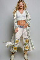 POL Palm Tree Print Maxi Cardigan in Natural