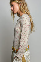 POL Ribbed Knit Long Sleeve Top in Latte