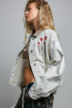 Load image into Gallery viewer, POL Floral Embroidered Jacket in Stone/Camel
