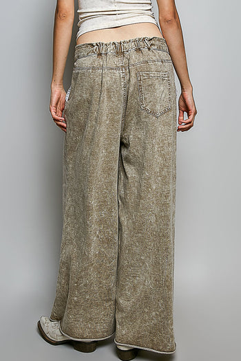 POL High Rise Terry Knit Pants in Dusty Choco