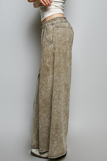 POL High Rise Terry Knit Pants in Dusty Choco