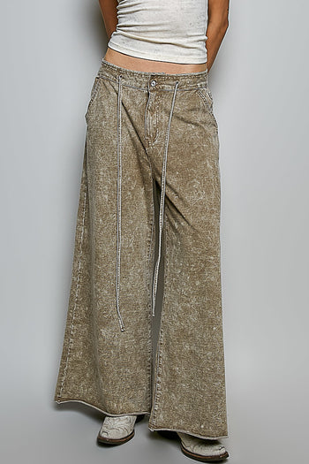 POL High Rise Terry Knit Pants in Dusty Choco