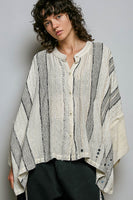 POL OVERSIZED Textured Panel Shirt in Black Multi