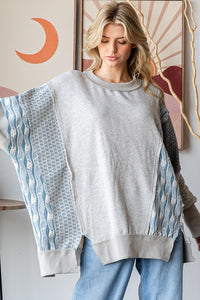 Oli & Hali OVERSIZED Mixed Fabric Sweatshirt in Heather Grey