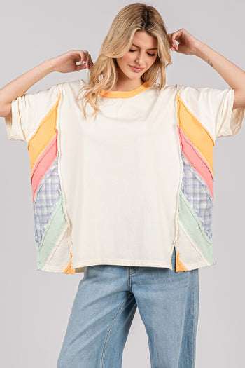 Sage+Fig Sunset Colorblock OVERSIZED Top in Cream