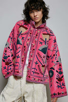 POL Embroidered Lightweight Woven Jacket in Pink