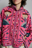 POL Embroidered Lightweight Woven Jacket in Pink