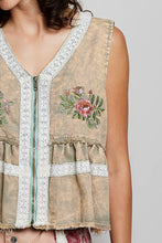 Load image into Gallery viewer, POL Embroidered Twill Vest in Dusty Olive
