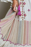 POL Merrow Edge Tiered Cotton Maxi Dress in Ivory Multi