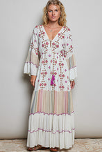 Load image into Gallery viewer, POL Merrow Edge Tiered Cotton Maxi Dress in Ivory Multi
