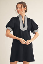 Load image into Gallery viewer, Jodifl Solid Color Shift Dress with Striped Accents in Black
