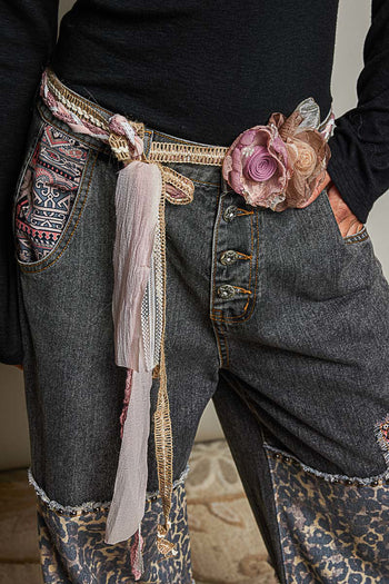 POL Handmade Crochet Flower Belt in Blush Multi