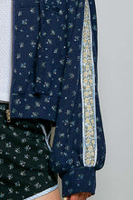 Load image into Gallery viewer, POL Floral Thermal Knit Jacket in Navy Floral
