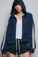 Load image into Gallery viewer, POL Floral Thermal Knit Jacket in Navy Floral
