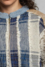 Load image into Gallery viewer, POL Textured Multi-Color Stripe Zip-Up Jacket in Denim Multi

