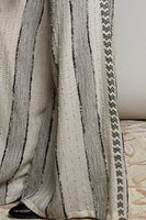 POL Wide Leg Textured Striped Pants in Black