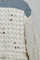 POL Textured Woven Fringe Jacket in Natural Multi