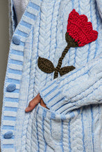 Load image into Gallery viewer, POL Knit Cardigan with Flower Details in Sky Blue
