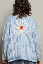 Load image into Gallery viewer, POL Knit Cardigan with Flower Details in Sky Blue
