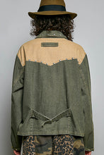 Load image into Gallery viewer, POL Western-Inspired Woven Twill Work Jacket in Olive/Camel
