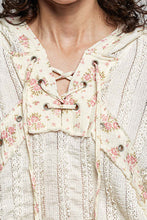 Load image into Gallery viewer, POL Mixed Fabric Hooded Top in Natural
