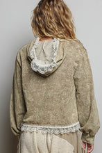 Load image into Gallery viewer, POL Floral Appliqué Hooded Knit Jacket in Dusty Choco
