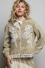 Load image into Gallery viewer, POL Floral Appliqué Hooded Knit Jacket in Dusty Choco
