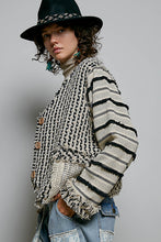 Load image into Gallery viewer, POL Textured Geometric Fringe Cardigan in Natural Multi
