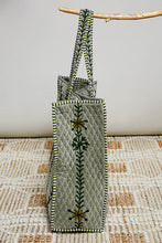 Load image into Gallery viewer, POL Floral Embroidered Quilted Tote Bag in Olive
