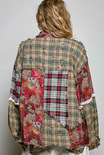 Load image into Gallery viewer, POL Mixed Plaid Patchwork Lace Trim Top in Red Multi
