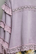 Load image into Gallery viewer, POL Knit Top with Ruffle Detailed Mixed Lace in Powder Lilac
