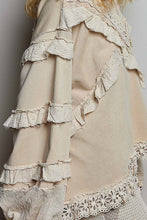Load image into Gallery viewer, POL Knit Top with Ruffle Detailed Mixed Lace in Nude Beige
