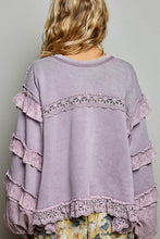 Load image into Gallery viewer, POL Knit Top with Ruffle Detailed Mixed Lace in Powder Lilac
