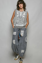 Load image into Gallery viewer, POL Botanical Lace Embroidered Sleeveless Blouse in Pale Grey
