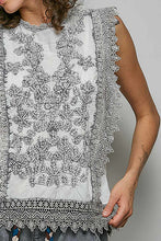 Load image into Gallery viewer, POL Botanical Lace Embroidered Sleeveless Blouse in Pale Grey
