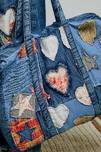 Load image into Gallery viewer, POL Patchwork Denim Tote Bag in Deep Denim
