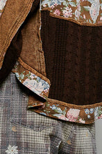 Load image into Gallery viewer, POL Patchwork Washed French Terry Top in Choco Multi
